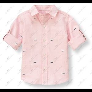 Janie and Jack Sailboat Gingham Roll Cuff Shirt